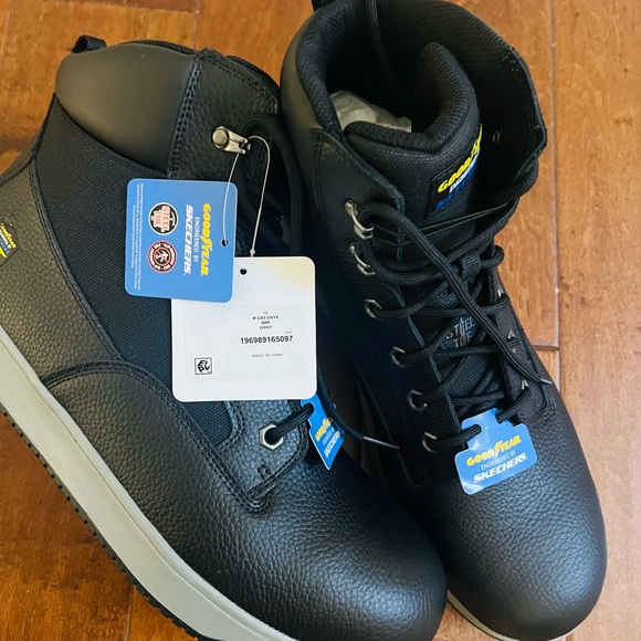 Skechers Other - GOOD YEAR.
ENGINEERED BY
SKECHERS size 13 BLACK NEW WORK BOOTS